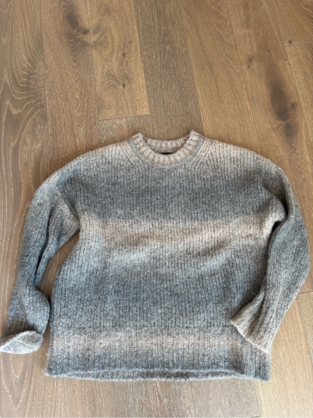 Banana Republic Women's Gray Wool Ribbed Crewneck Sweater